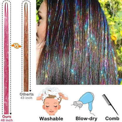 Kit Fili Luminosi Per Capelli | Set Capelli Fatati Con Filo Luccicante | Accessori Glitter Termoresistenti Per Cosplay Completi Di Attrezzi Per Natale Capodanno Matrimoni Feste A Tema Compleanni