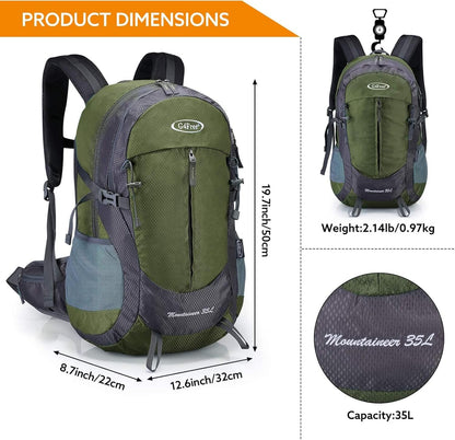 G4Free 35L Hiking Backpack Water Resistant Outdoor Sports Travel Daypack Lightweight with Rain Cover for Women Men