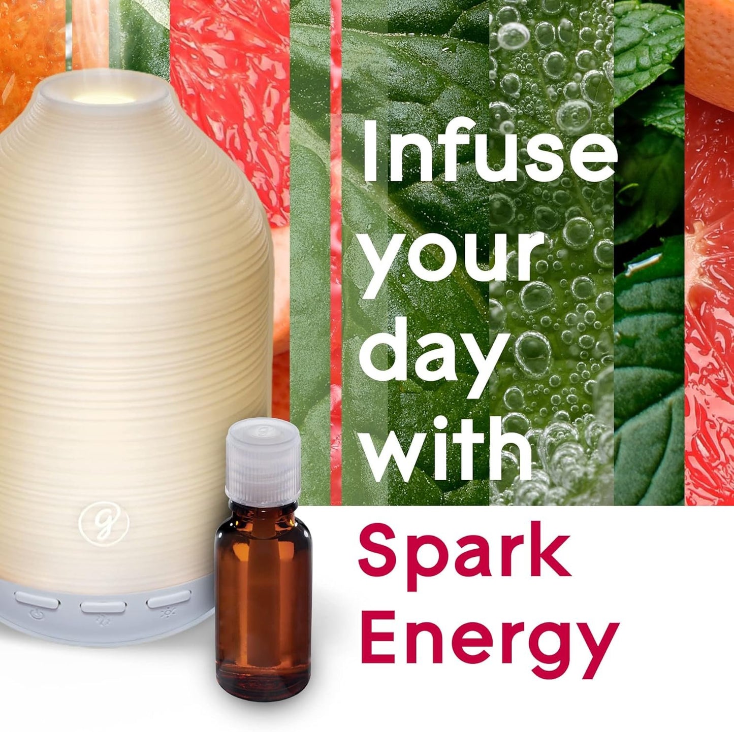 Glade Aromatherapy Cool Mist Oil Diffuser Refill, Spark Energy, Grapefruit + Mint, 0.56 fl oz