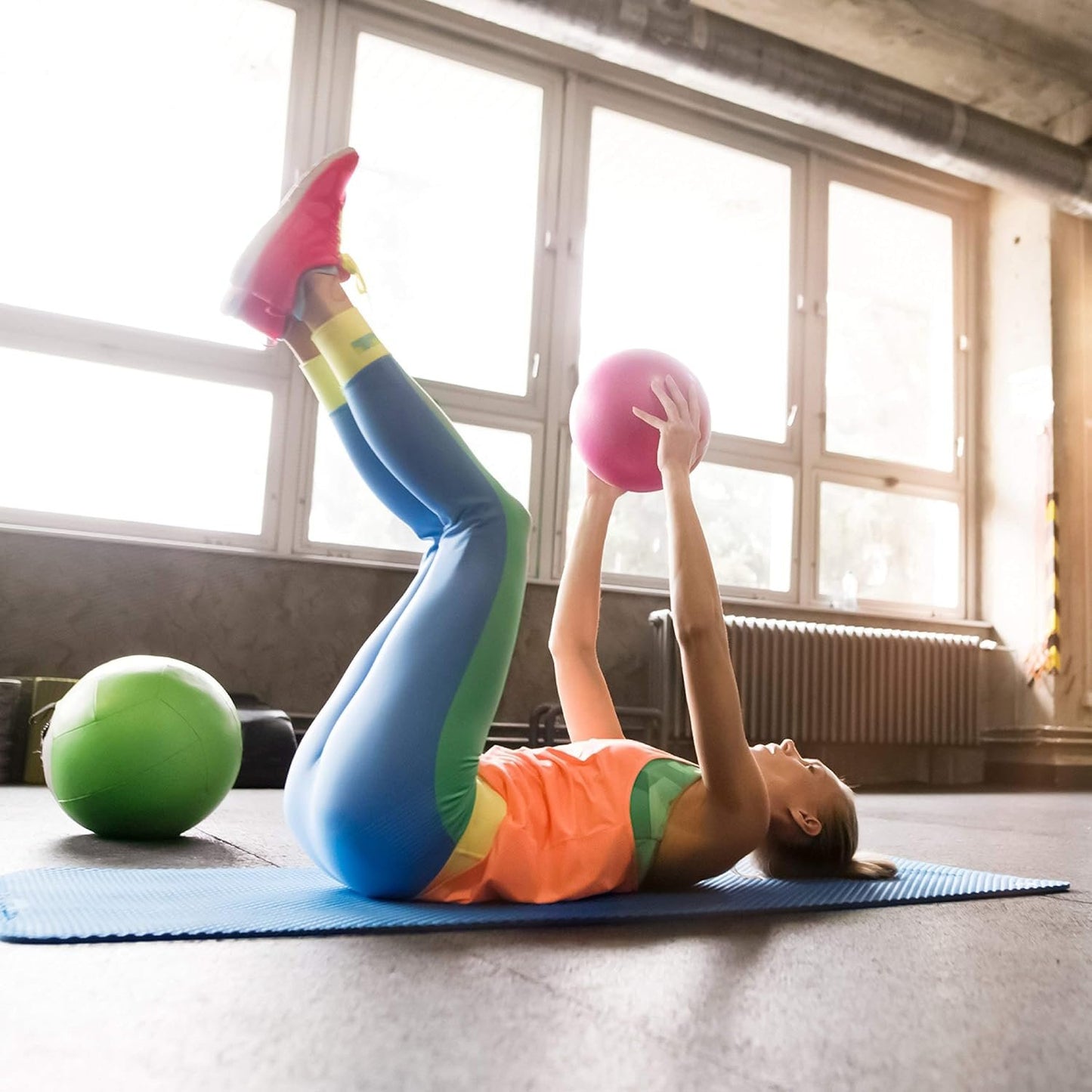 URBNFit Mini Pilates Ball - Small Exercise Ball for Yoga, Pilates, Barre, Physical Therapy, Stretching and Core Fitness - Bender Ball Includes Workout Guide