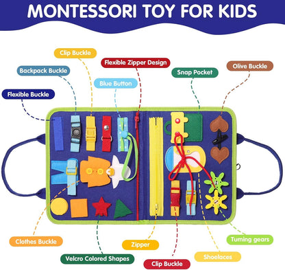 Montessori Toys Toddler Busy Board Quiet Book Child Educational Early Learning Toys Preschool Sensory Book Sensory Activity Developing Board Travel Toys Boys Girls Age 2-6 Years Old