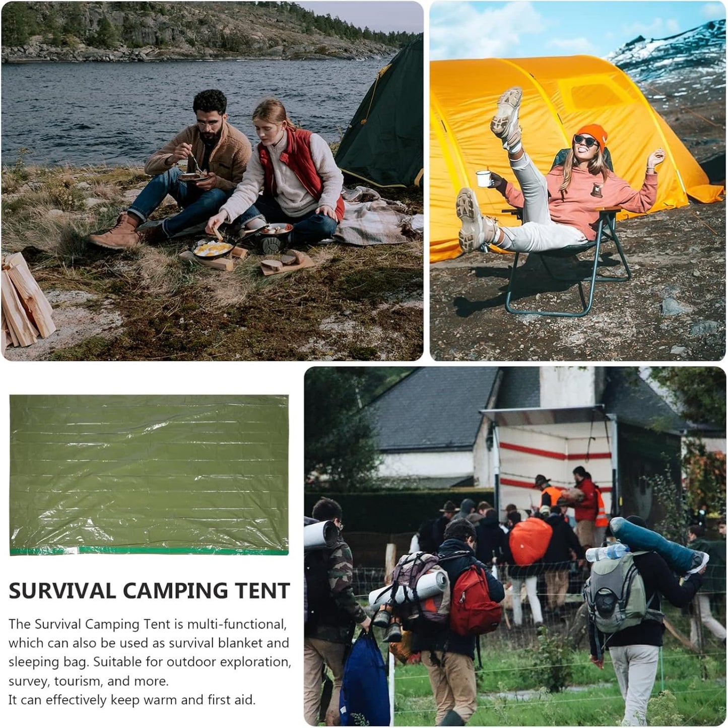 Outanaya Emergency Survival Shelter Tent Multi Functional Camping Tent Thermal Blanket for Hiking and Emergency Situations Lightweight Compact