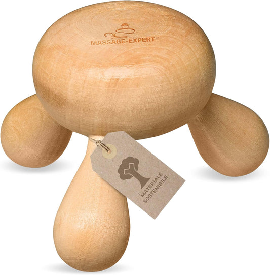 MASSAGE-EXPERT Wooden Hand Massager for Single or Couples Massage for Relaxing Back, Neck, Arms and Legs, Maximum Hygiene with Oil-resistant Surface