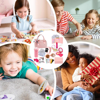 Toddler Purse Toy, Pretend Play Accessories, Princess Dress-Up Set, Fun Role-Playing and Educational Imaginative Play for Kids Ages 3-6 Years, 7.87x4.33x5.12 inches, Pink