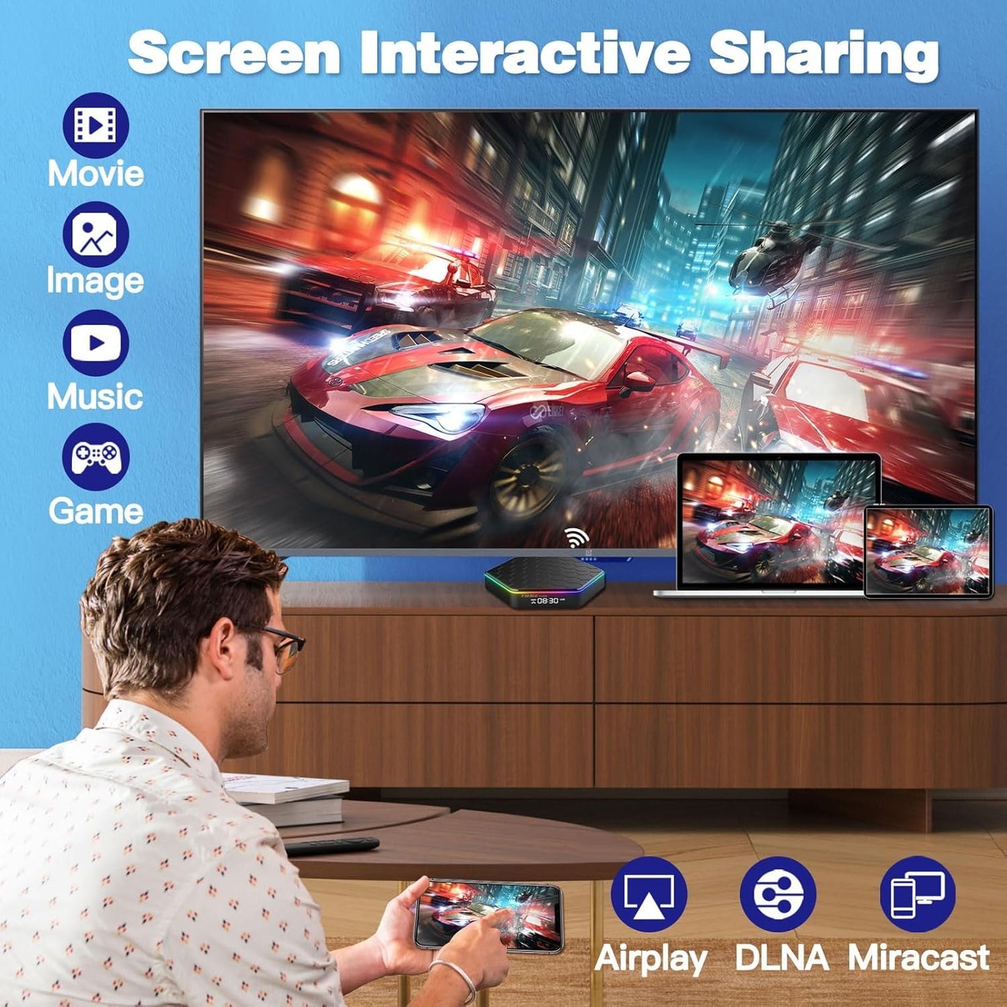 BL Android TV Box 12.0 T95Z Plus 2GB RAM 16GB ROM AllWinner H618 Quad-core 64bit, Support 2.4/5GHz Dual-WiFi 3D 6K Ultra HD H.265-decoding Blutooth 5.0 Android Box Smart TV Box,Black