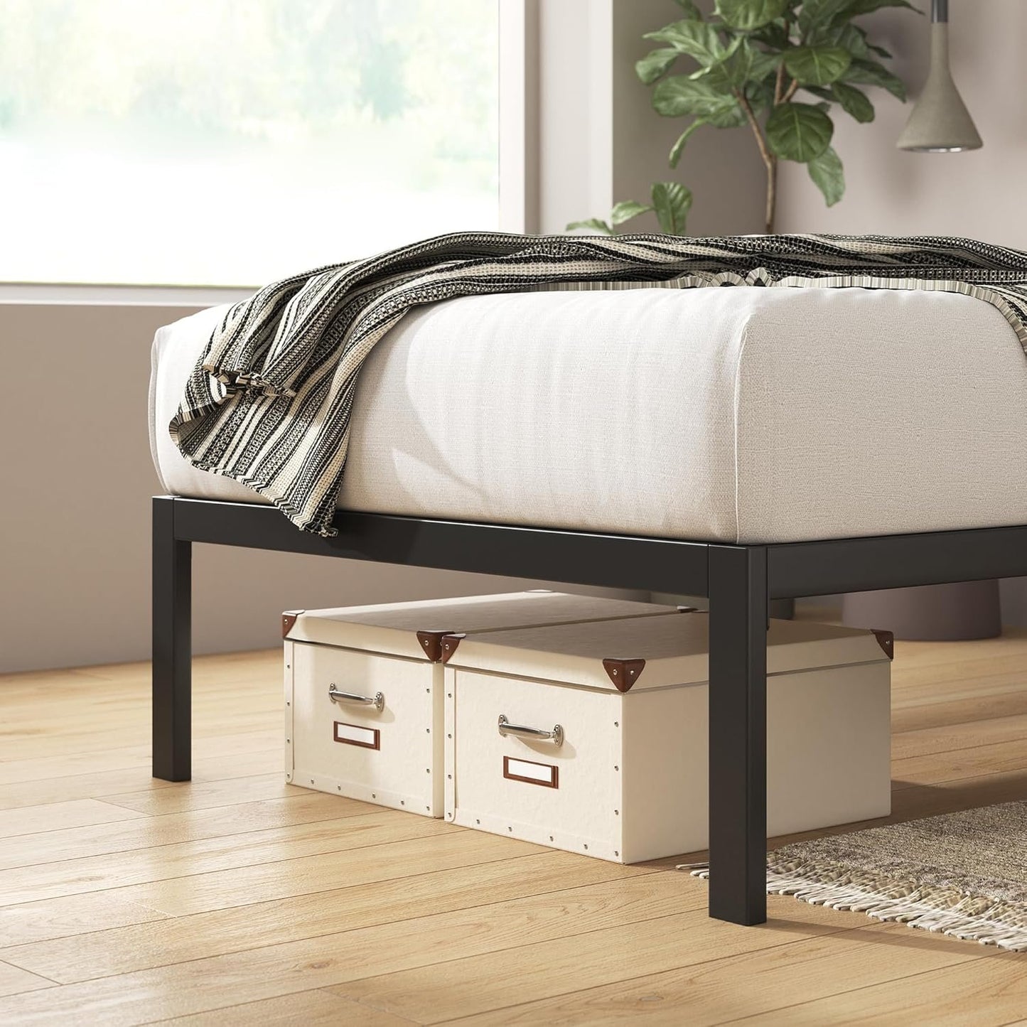 Zinus Mia 14 Inch Metal Platform Bed Frame / Cot size / 30” x 75” / Mattress Foundation / no Boxspring needed / Wood Slat Support / Easy Assembly, Good Design Award Winner, Narrow Twin, Black