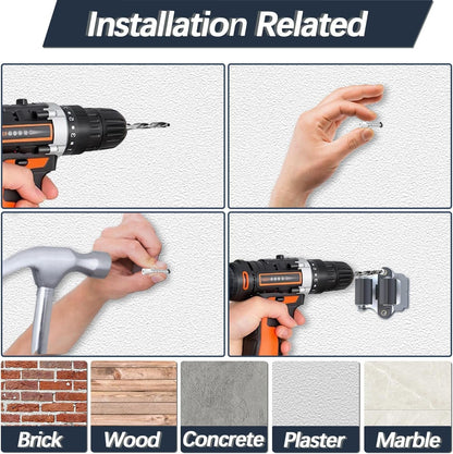 3-H Mop and Broom Holder Big Size Hanging 1 KG Extra,Broom Holder 6 Pack,Broom Holder Wall Mount for Garage Garden Shed Storage System Laundry Room Home Kitchen Organization(Black)