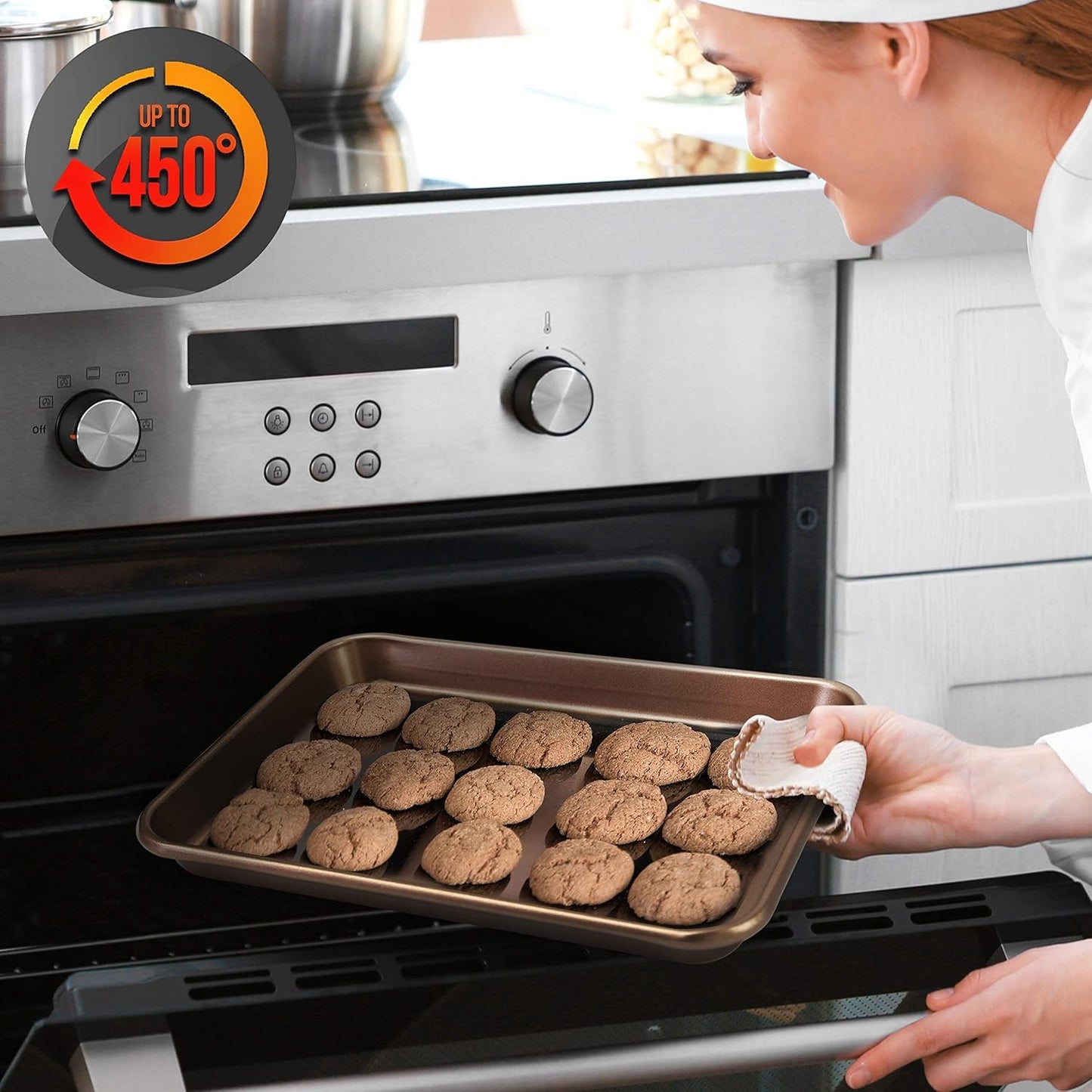 NutriChef Cookie Sheets - 2pc Nonstick Baking Pan Set, Medium and Large Bakeware Set for Versatile Use, Great for Cookies, Roasting and More
