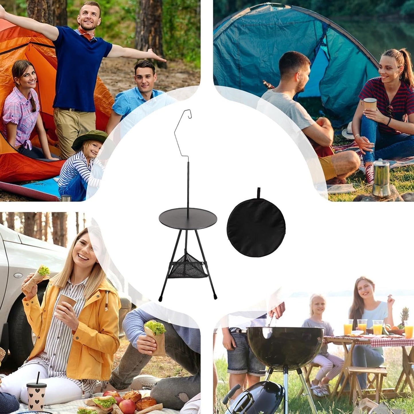 Generico Folding Camping Table, Outdoor Foldable Table, Lightweight Portable, Multi Function Gear, Adjustable Height for Laptop, Food, Drinks, Lamp, Hiking, Picnic, Travel, Backyard