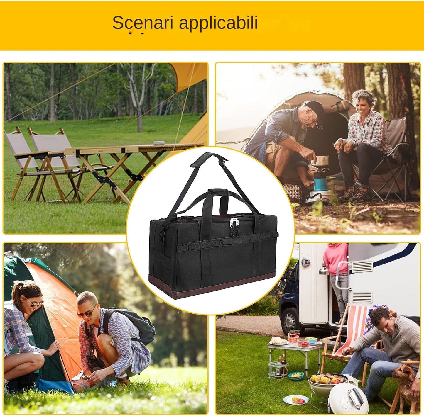 Camping Organizer, Kitchen Storage, 29.53x15.75x15.75 inches, Portable Gear Bag, Heavy-Duty Large Capacity Sack, Canvas Polyester, for Survival Adventure Hunting Utility, Travel