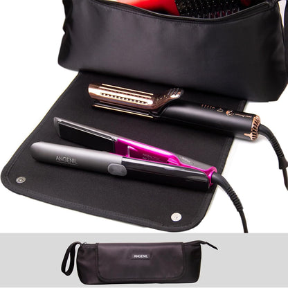 ANGENIL Large Curling Iron Bag, Heat Mat for Hair Tools Travel Bag 2 in 1 with Heat Mat for Hair Curler, Hair Straightener Brush and Hot Air Brushes, Hot Tool Bag Accessories Organizer for Women