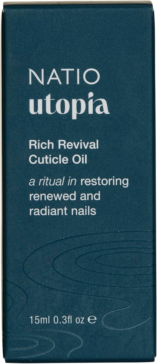 Natio Australia Utopia Rich Revival Cuticle Oil -Nail & Cuticle Oil for Nail Growth - Jojoba, Vitamin E & Coconut Oils - Fragrance Free, Vegan Friendly & Made in Australia