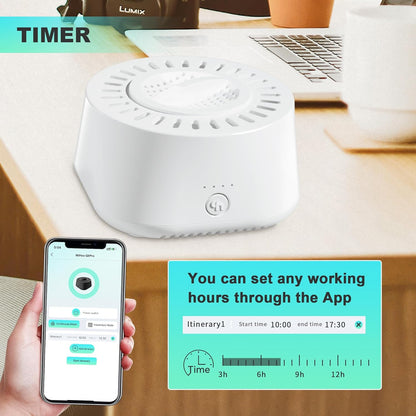 WEGA Aromatherapy Diffuser Rechargeable with Bluetooth APP Control,Timer and Auto-Off Safety,Portable Aromatherapy Air Diffuser for Home Office Bedroom (Lavender Fragranc, White)