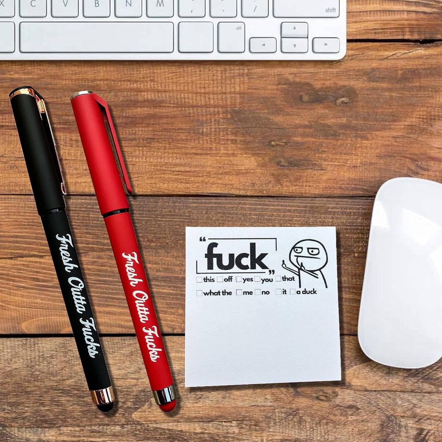 Gag Gifts Pad and Pen, Small Notepad and Pen Set, Fuck Note Pads Ballpoint Pens, Fucks to Give Office Supplies, Desk Accessories for Friends Coworkers Funny Christmas Gifts for Men Women (Black+Red)