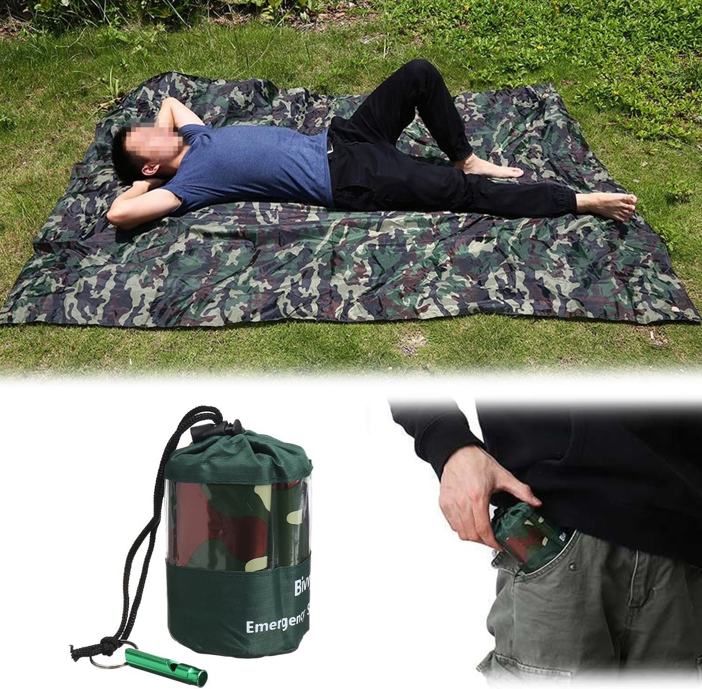 Emergency Sleeping Bag, Survival Sleeping Bag, Survival Bivouac Bag, First Aid Rescue Blankets, Waterproof Emergency Blanket, Warm Tube Tent, Ultralight, Heat Repellent, Cold Protection, Rescue Tent
