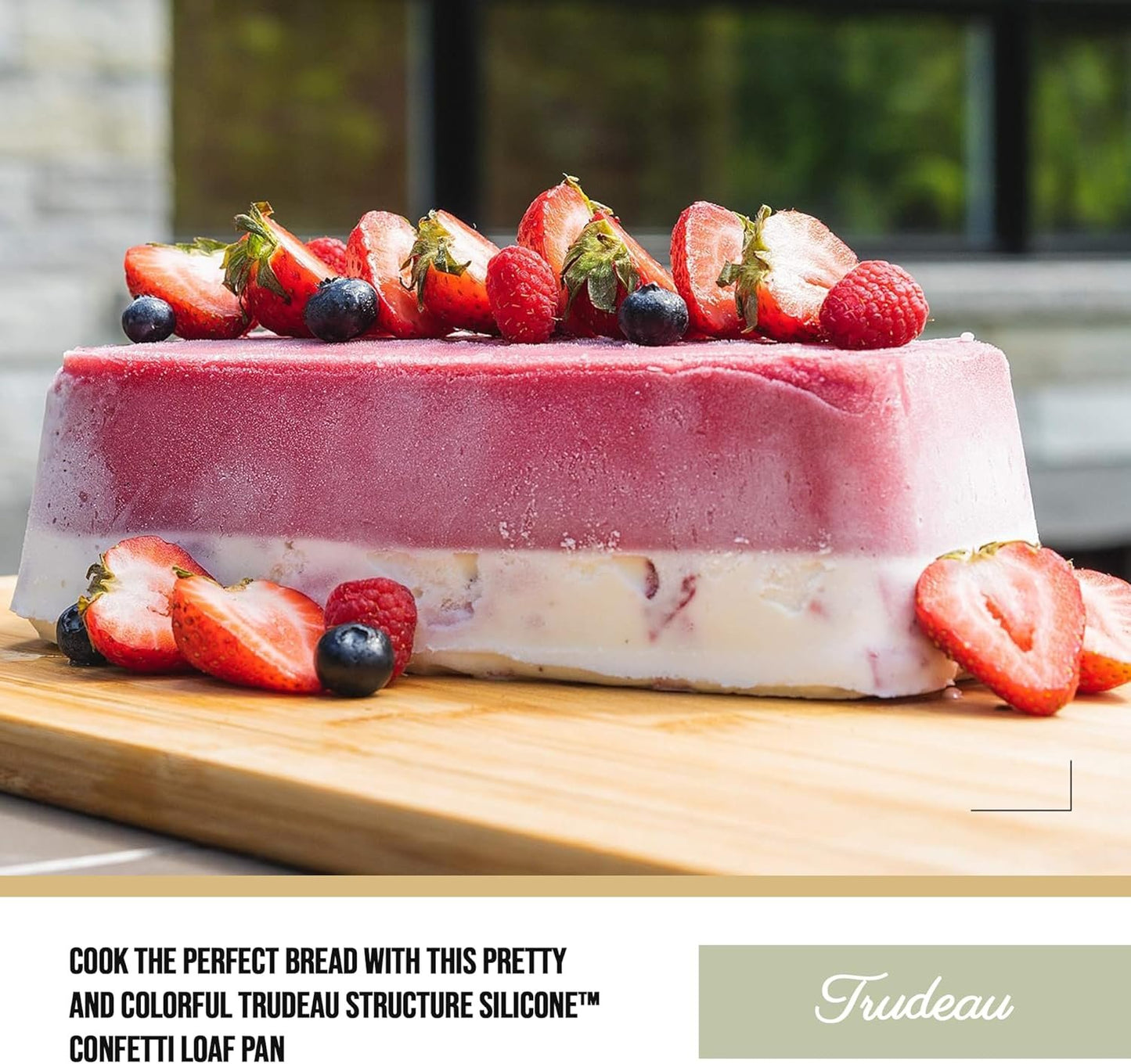 Trudeau Structure Nonstick Structure Silicone Bread Loaf Pan Bakeware with Steel Structure, Medium, White Confetti (05118555)