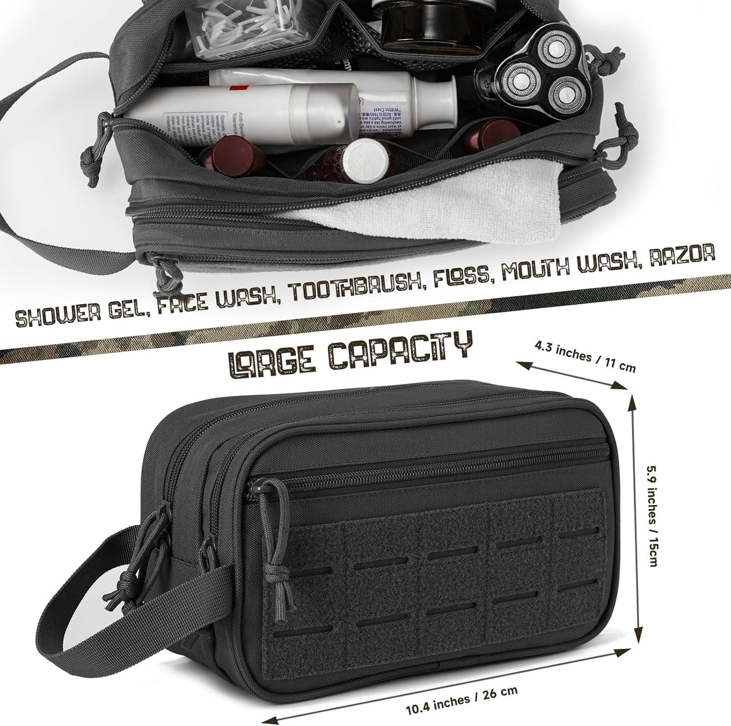 Tactical Toiletry Bag Men Hygiene Bag Shaving Kit Travel Shower Makeup Pouch Cosmetic Organizer Pocket