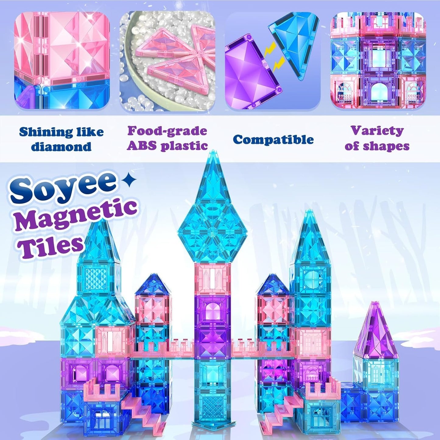 Diamond Magnetic Building Blocks - Princess Toys for 3-8 Year Old Girls & Boys - 3 4 5 6 Year Old Girl Birthday Xmas Present