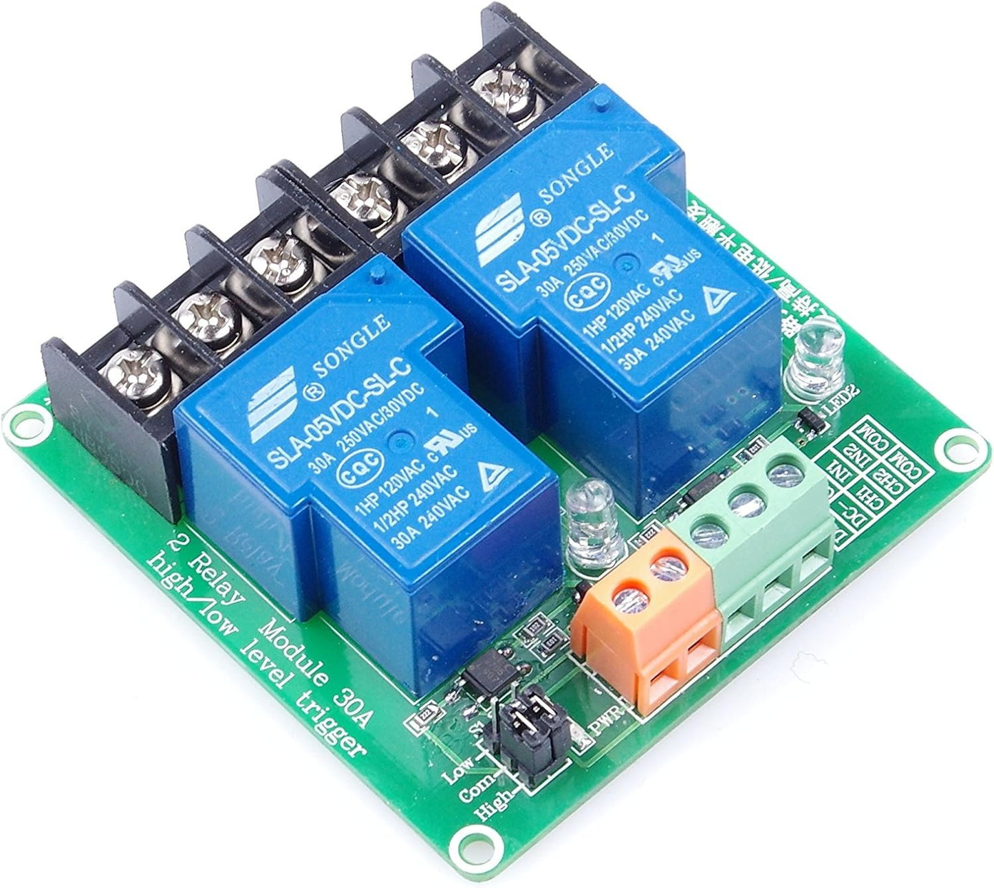 KNACRO 2-Channel 5V Relay Module High Low Level Triggering Optocoupler Isolation Load 30A DC 30V AC 250V for PLC Automation Control, Industrial System Control, Arduino