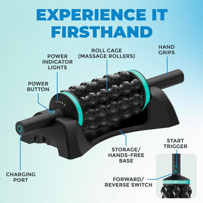 CHIRP RPM Rolling Percussive Massager, Percussive Therapy, Whole Body Relief, Deep Tissue and Muscle Recovery, Percussion Massage, Rechargeable, Hands-Free Base, Powerful, 5-Speed Reversible Spin