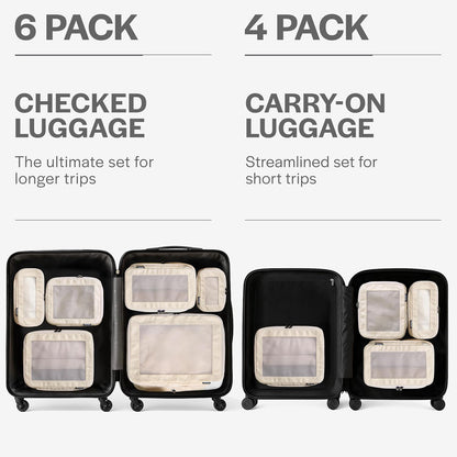 Aerotrunk Travel Cubes Compression Luggage Organizer Double Zipper Suitcase Storage Cubes (Pack of 6, Beige)