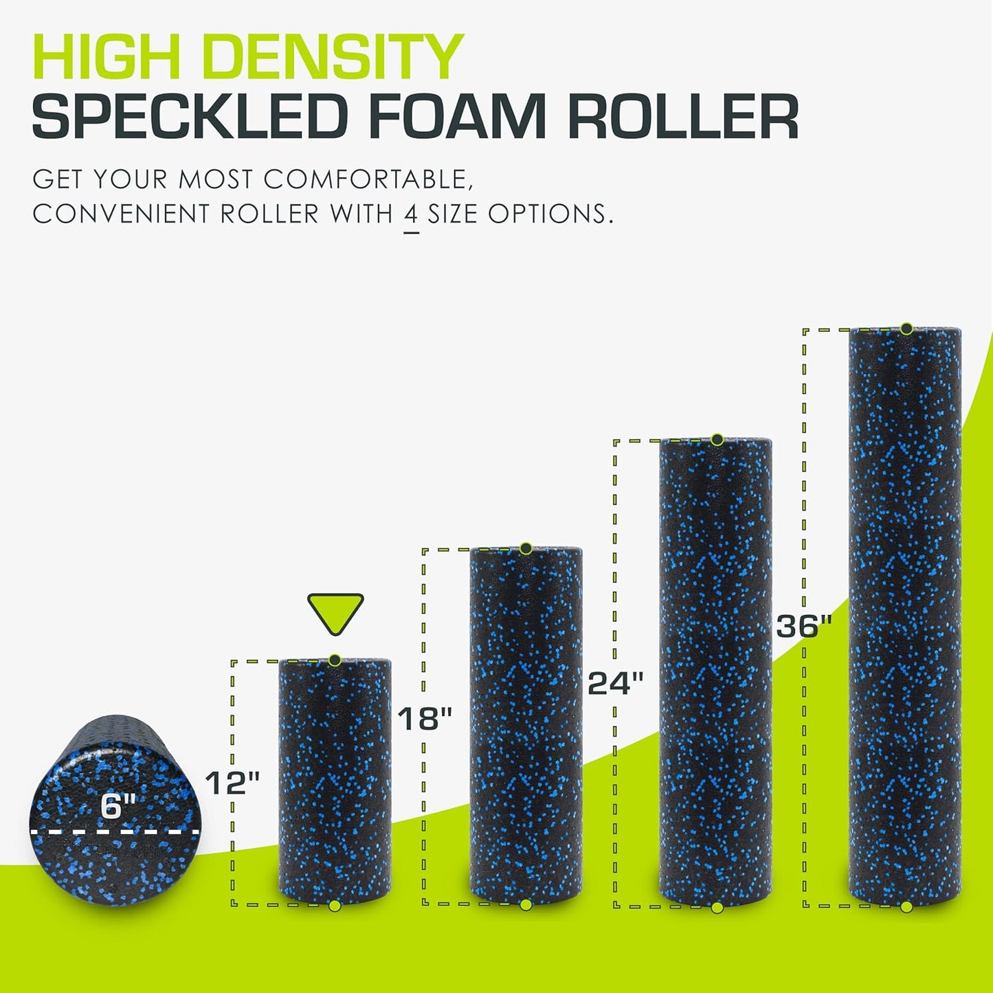 ProsourceFit High Density Foam Rollers 36, 24, 18, 12- inches long. Firm Full Body Athletic Massage Tool for Back Stretching, Yoga, Pilates, Post Workout Muscle Recuperation. Speckled and Solid Colors