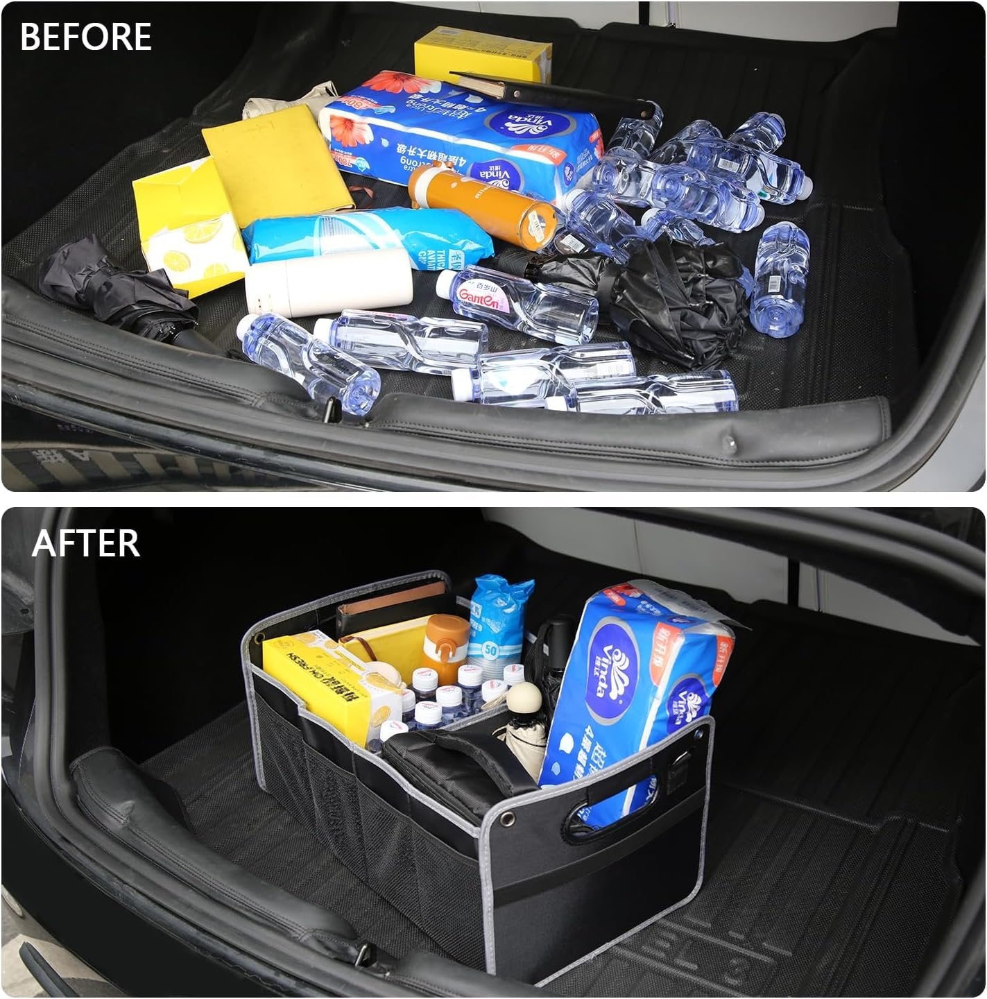 TOPABYTE Car Trunk Organizer, Rear Trunk Organizer Storage Collapsible Container, Tool Grocery bag organizer, Trunk Storage Organizer For X1 X3 X5 X6 X7 E30 3-Series 5-Seriers