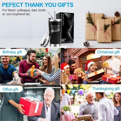 Thank You Gifts for Men,Women Thank You for Being Awesome Mug Tumbler, Appreciation Gift Teacher, Inspirational Birthday Gifts for Friends, Men, Dad, Husband, Coworker-Stainless Steel Tumbler 20 Oz