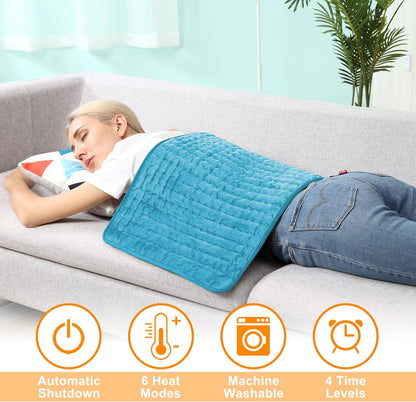 Heating Pad, Electric Heating - Electric Heat Pad with Multiple Temp & Timer Settings, Auto Off(Blue, 33‘’×17‘’)