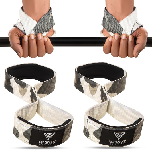 Wyox Figure 8 Weight Lifting Straps with Neoprene Wrist Support Pair (Black)