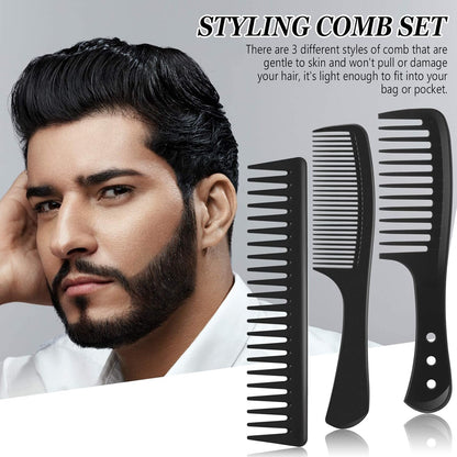 4 Pieces Wide Tooth Detangling Hair Comb Detangling Hair Comb Hair Styling Comb Set, Carbon Fiber Styling Cutting Comb Anti Static Heat Resistant Comb for Women Curly Straight Long Hair, Black