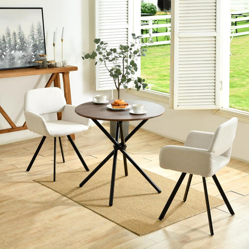 Homy Casa Round Dining Table - 31.5 Inch 2 Person Little Industrial Reception Table with Crossed Leg Support for Dining Room Kitchen, Espresso