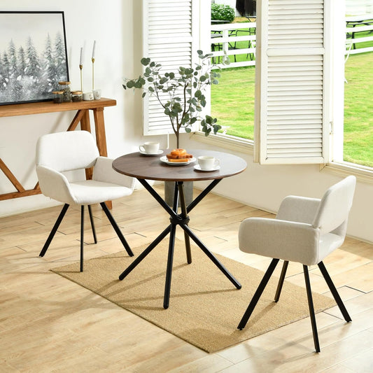 Homy Casa Round Dining Table - 31.5 Inch 2 Person Little Industrial Reception Table with Crossed Leg Support for Dining Room Kitchen, Espresso