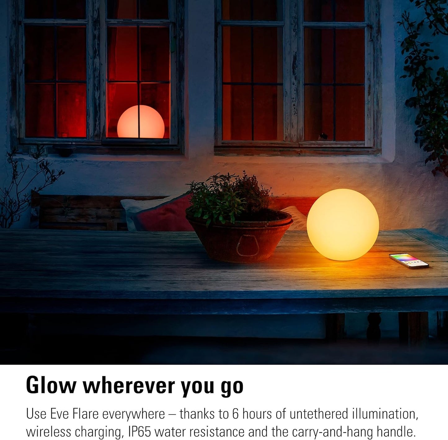 Eve Flare (Apple Home) - Portable Smart LED Lamp, Indoor & Outdoor (IP65 Water Resistance), Wireless Charging, Bluetooth & Thread
