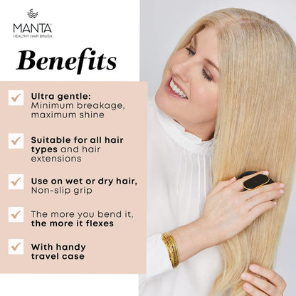 Manta Anti Breakage Hair Brush, Gentle Wet & Dry Hair Detangler Hairbrush for All Hair Types, Soft Scalp Shower Hair Brush, Promote Healthy Hair Growth, Hairbrushes for Women Men, Burgundy