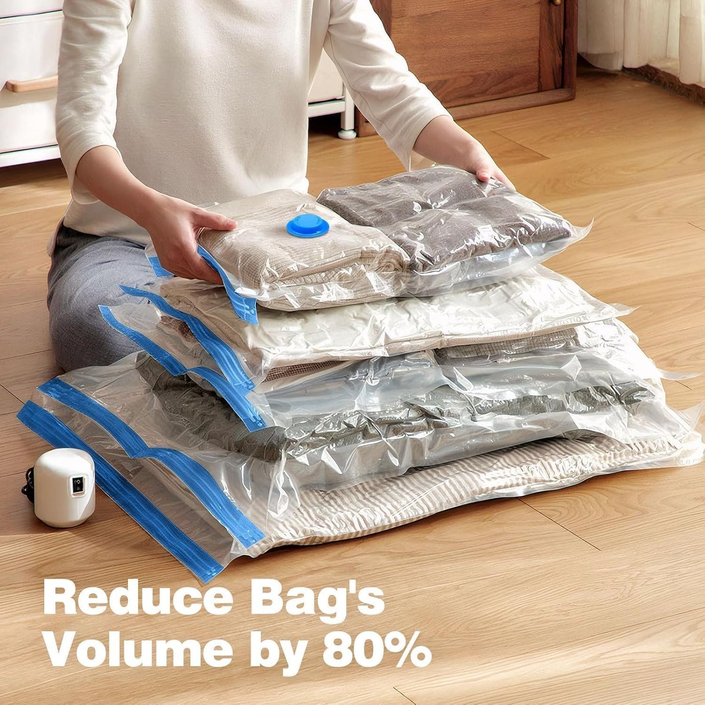 Vacuum Storage Bags with Portable USB Electric Pump, 9 Packs Vacuum Storage Bags, 3Large 3Medium 3Small, for Clothing Travel Luggage Comforters Blankets Pillows Bedding (2025 Upgrade)