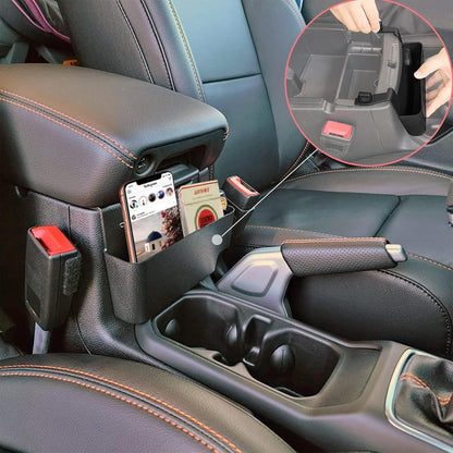 Wocch 2Pcs/Set JL Gear Shift Organizer Side Tray & Center Console Hanging Box for 2018-2024 Jeep Wrangler JL JLU & Gladiator JT Gear Shifter Side Storage Box Interior Accessories
