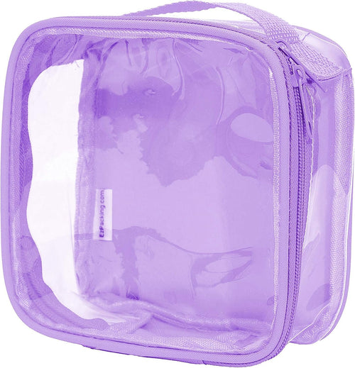 EzPacking Clear TSA Approved 3-1-1 Travel Toiletry Bag for Carry On/Quart Size Transparent Liquids Pouch for Airport Security/Reusable See Through Vinyl & PVC Plastic Organizer Men Women, Lilac, Tsa