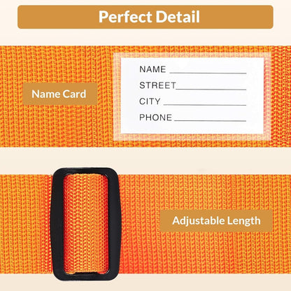 4 Pack Luggage Straps, 2M Adjustable Belts Keep Suitcase Secure While Traveling, with Name ID Card, Luggage Accessories to Secure Bag Cargo Safe Quick-Release (Orange)