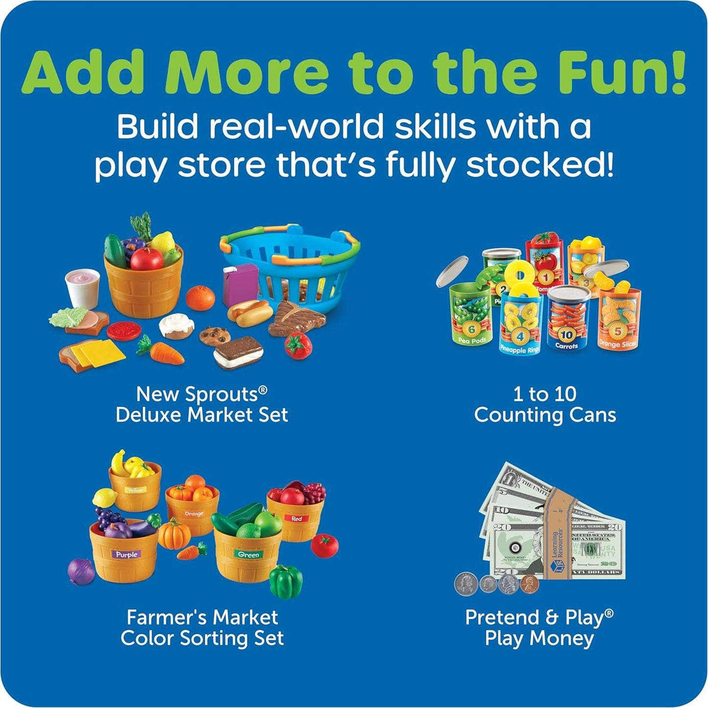 Learning Resources Pretend & Play Calculator Cash Register - 73 Pieces, Ages 3+ Develops Early Math Skills, Play Cash Register for Kids, Toy Cash Register, Play Money for Kids