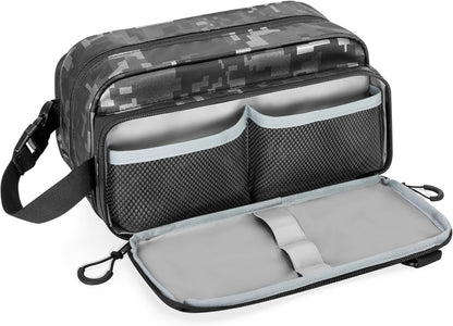 Prokva Toiletry Travel Bag for Men Tactical Hygiene Bag, Shaving Kit Toiletries Organizer Bag Dopp Kit with Large Capacity, Black Digital(Empty Bag Only)