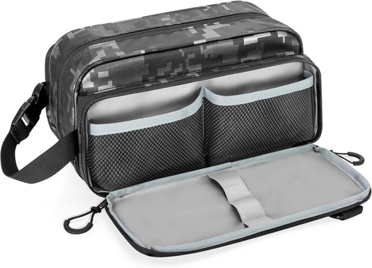 Prokva Toiletry Travel Bag for Men Tactical Hygiene Bag, Shaving Kit Toiletries Organizer Bag Dopp Kit with Large Capacity, Black Digital(Empty Bag Only)
