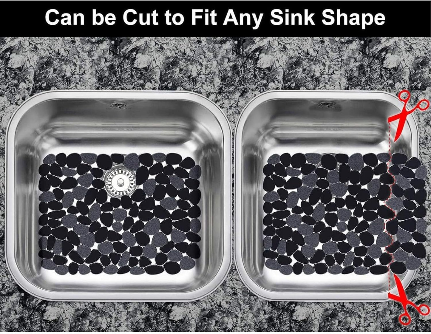 Sunicon 2-Pack Kitchen Sink Mat, 12 x 15.8 in PVC eco friendlys Kitchen Prevent Slip Easy Cleansing Adjustable Porcelain Dish Drying Pad Sink Protector