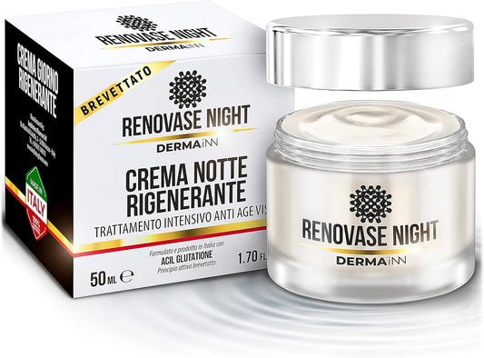 Renovase Night Anti-Wrinkle Face Cream – Anti-Wrinkle Cream – Hyaluronic Acid Face – Acyl Glutathione and Omega 3 – Anti-Wrinkle Night Cream – Anti-Inflammatory Action – Anti-Wrinkle for Men and Women