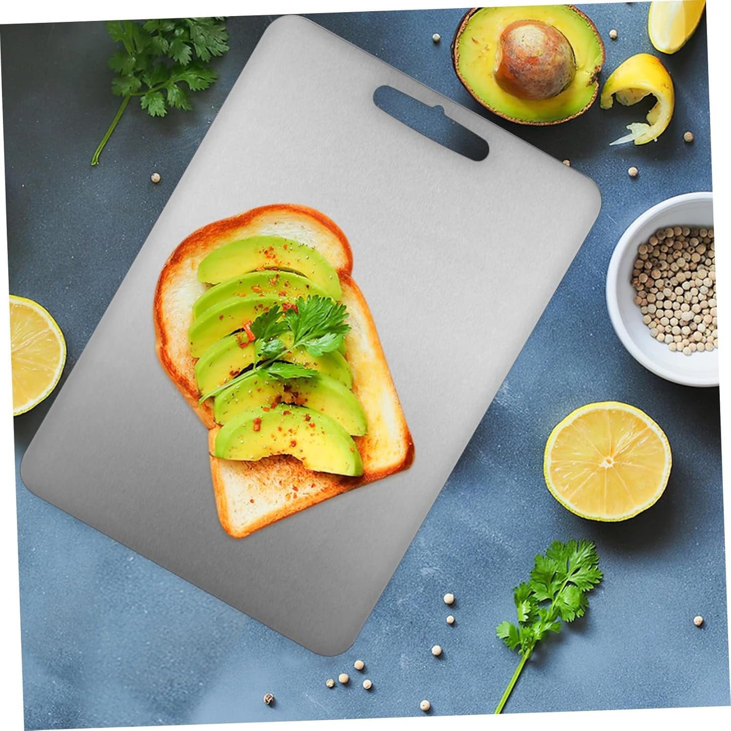 BESTOYARD Stainless Steel Cutting Board Double Sided Food Grade Chopping Board Kitchen Prep Tool for Fruits Vegetables Meat Thick Rounded Edges for Safety
