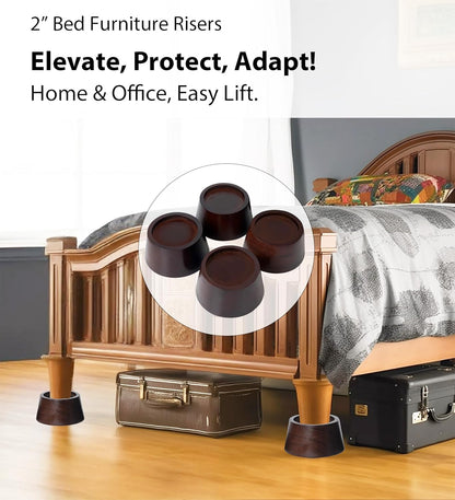 MONTIHOLD High Quality Pine Wood Bed Risers | Sturdy Bed Risers for Durable Support and Enhanced Decoration (Dark Brown, 5cm)