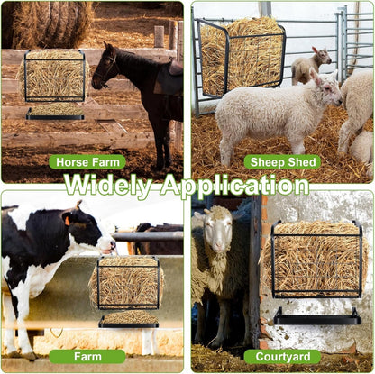 mopam Horse Hay Feeder, 23 Gallons Wall Mounted Metal Goat Hay Rack Fence Livestock Feeder for Farm Cattle Sheep Indoor Outdoor Uses 24.4''x14''x22.6''