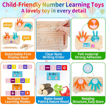FCSONU Preschool Learning Educational Toys for Toddlers 3-4, Math Manipulatives Finger Counting Number Counting Blocks for Kids Ages 3-5, Montessori Toys for 3 4 5 Year Old Boys Girls Birthday Gifts