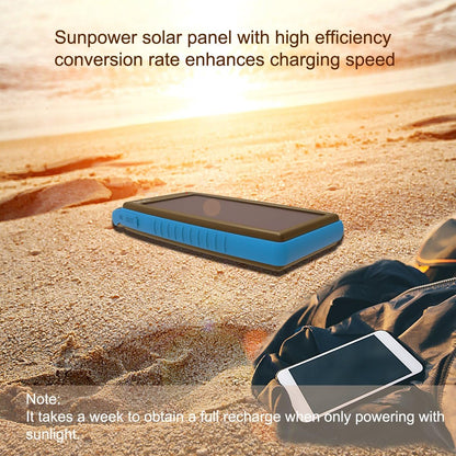 15000mAh Solar Battery Charger BigBlue Solar Charger with Dual USB-A Port, Portable Solar Power Bank with IPX4 Waterproof, Solar Panel Battery Pack with Flashlight for Camping or Hurricane(Light Blue)