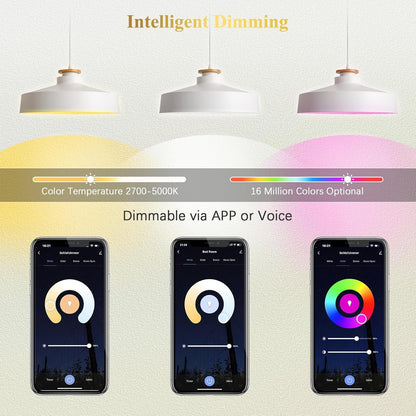 DiCUNO Smart Light Bulb, Alexa & Google Assistant Compatible, Dimmable RGBCW Color Changing WiFi & Bluetooth LED Bulb, No Hub Required, A19 E26 60W Equivalent, Pack of 6